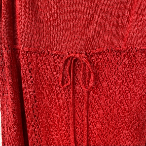 Castro Concept Pointelle Vintage Knit Baby Doll Dress Red Medium - Picture 5 of 8